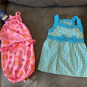 Pink Floral and Blue Gingham Dog 🐶 outfits